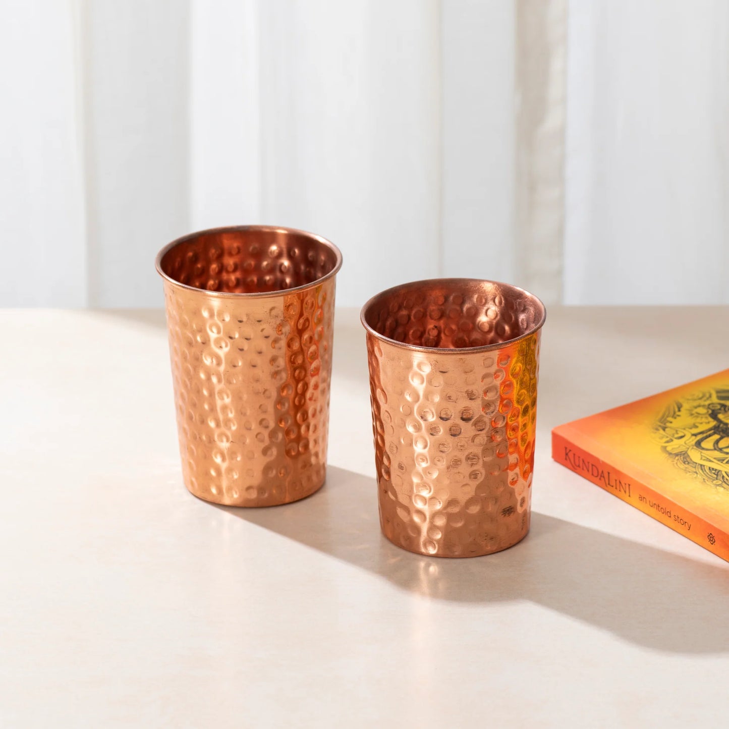 copper close hammered 250ml glasses (set of 2)