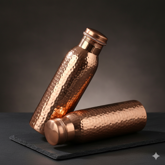 Copper 1 liter close hammered water bottle (1 pcs)